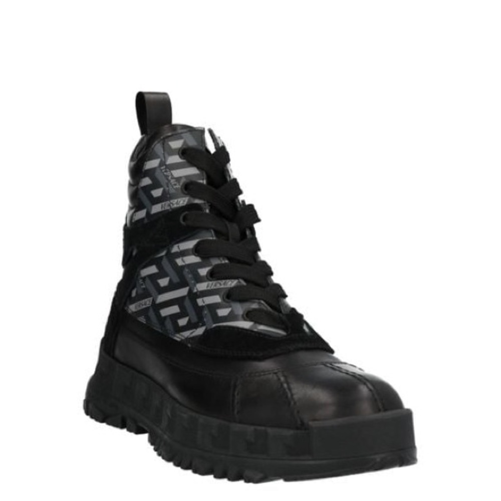 Versace La Greca leather suede monogram combat Boots NWB - Picture 1 of 7